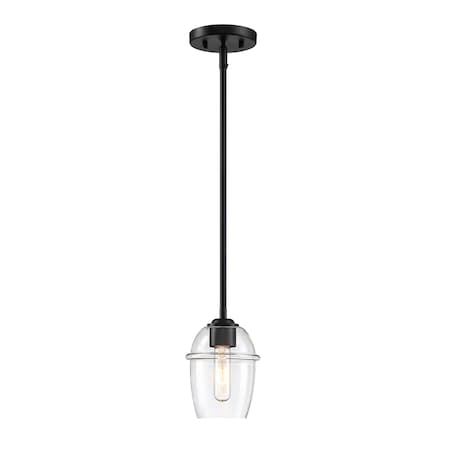 Designers Fountain Summer Jazz 60 Watt 1-Light Matte Black Transitional Pendant Light with Clear Glass Shade D310M-5P-MB